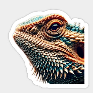 Bearded Dragon Headshot - Turquoise and Orange Sticker